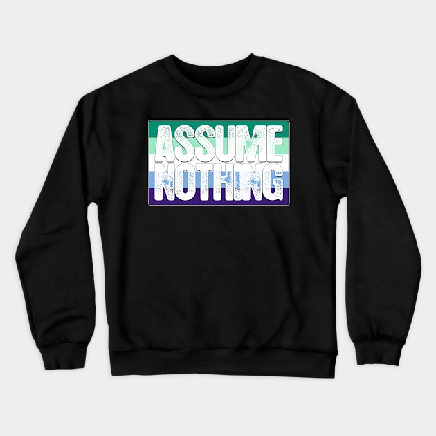 Assume Nothing Gay Male Pride Flag Crewneck Sweatshirt by wheedesign